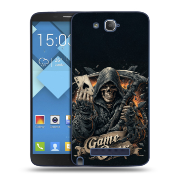 Пластиковый чехол на Alcatel One Touch Hero с принтом Скелет карты