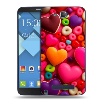 Пластиковый чехол на Alcatel One Touch Hero с принтом Сердечки