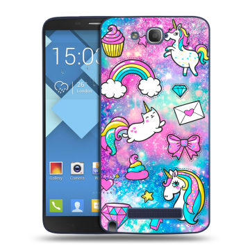 Пластиковый чехол на Alcatel One Touch Hero с принтом Единороги Пластиковый чехол на Alcatel One Touch Hero с принтом Единороги