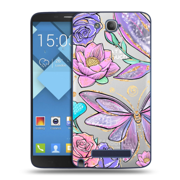 Пластиковый чехол на Alcatel One Touch Hero с принтом Бабочки и цветы Пластиковый чехол на Alcatel One Touch Hero с принтом Бабочки и цветы