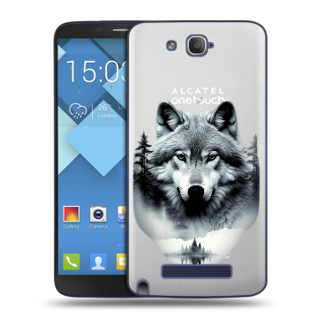 Пластиковый чехол на Alcatel One Touch Hero с принтом Волк в лесу Пластиковый чехол на Alcatel One Touch Hero с принтом Волк в лесу
