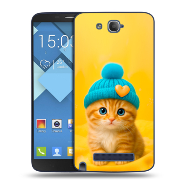 Пластиковый чехол на Alcatel One Touch Hero с принтом Котенок в шапке