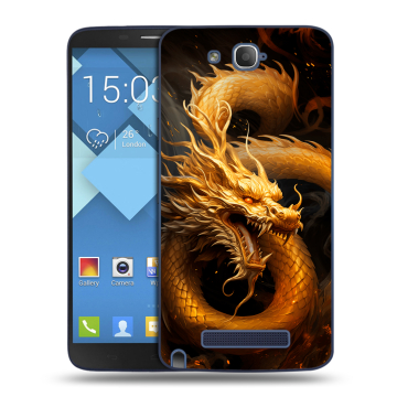 Пластиковый чехол на Alcatel One Touch Hero с принтом Золотой дракон Пластиковый чехол на Alcatel One Touch Hero с принтом Золотой дракон