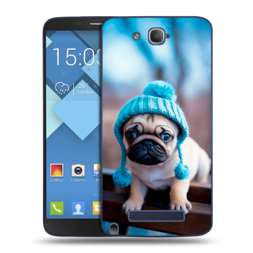 Пластиковый чехол на Alcatel One Touch Hero с принтом Мопс в шапке Пластиковый чехол на Alcatel One Touch Hero с принтом Мопс в шапке