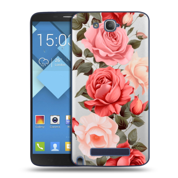Пластиковый чехол на Alcatel One Touch Hero с принтом Розы Пластиковый чехол на Alcatel One Touch Hero с принтом Розы