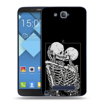 Пластиковый чехол на Alcatel One Touch Hero с принтом Поцелуй скелетов Пластиковый чехол на Alcatel One Touch Hero с принтом Поцелуй скелетов