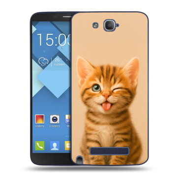 Пластиковый чехол на Alcatel One Touch Hero с принтом котенок Пластиковый чехол на Alcatel One Touch Hero с принтом котенок