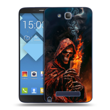 Пластиковый чехол на Alcatel One Touch Hero с принтом Скелет и карты Пластиковый чехол на Alcatel One Touch Hero с принтом Скелет и карты