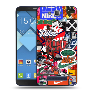 Пластиковый чехол на Alcatel One Touch Hero с принтом Найк Nike яркий Пластиковый чехол на Alcatel One Touch Hero с принтом Найк Nike яркий