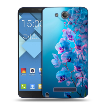 Пластиковый чехол на Alcatel One Touch Hero с принтом голубые орхидеи Пластиковый чехол на Alcatel One Touch Hero с принтом голубые орхидеи