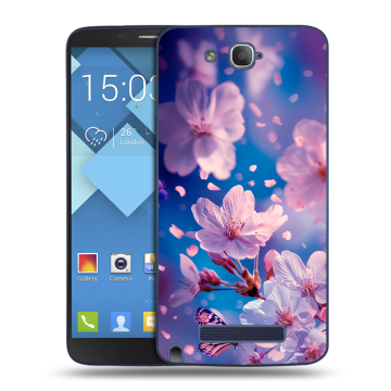 Пластиковый чехол на Alcatel One Touch Hero с принтом цветы бабочки Пластиковый чехол на Alcatel One Touch Hero с принтом цветы бабочки