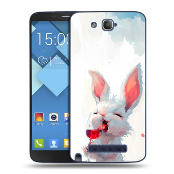 Пластиковый чехол на Alcatel One Touch Hero с принтом кролик зайчик Пластиковый чехол на Alcatel One Touch Hero с принтом кролик зайчик