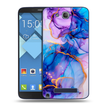 Пластиковый чехол на Alcatel One Touch Hero с принтом синий мрамор Пластиковый чехол на Alcatel One Touch Hero с принтом синий мрамор