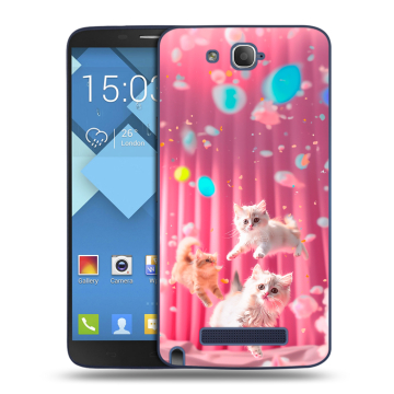 Пластиковый чехол на Alcatel One Touch Hero с принтом милые котики