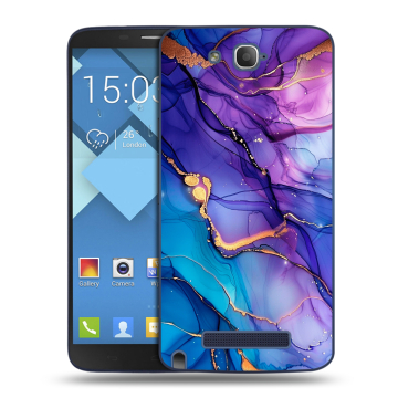 Пластиковый чехол на Alcatel One Touch Hero с принтом синий мрамор Пластиковый чехол на Alcatel One Touch Hero с принтом синий мрамор