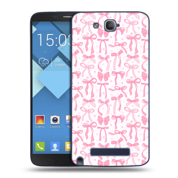 Пластиковый чехол на Alcatel One Touch Hero с принтом Розовые бантики