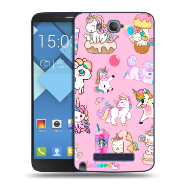 Пластиковый чехол на Alcatel One Touch Hero с принтом розовые единороги Пластиковый чехол на Alcatel One Touch Hero с принтом розовые единороги
