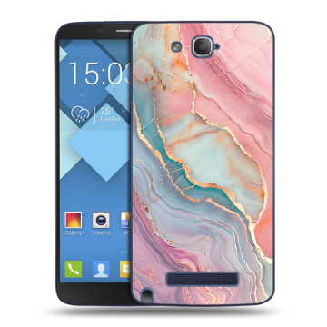 Пластиковый чехол на Alcatel One Touch Hero с принтом розовый мрамор Пластиковый чехол на Alcatel One Touch Hero с принтом розовый мрамор