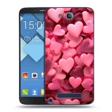 Пластиковый чехол на Alcatel One Touch Hero с принтом розовые сердечки Пластиковый чехол на Alcatel One Touch Hero с принтом розовые сердечки