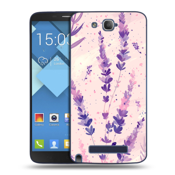 Пластиковый чехол на Alcatel One Touch Hero с принтом цветы лаванда Пластиковый чехол на Alcatel One Touch Hero с принтом цветы лаванда