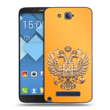 Пластиковый чехол на Alcatel One Touch Hero с принтом Герб Флаг России