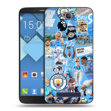 Пластиковый чехол на Alcatel One Touch Hero с принтом Man City Манчестер Сити