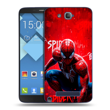Пластиковый чехол на Alcatel One Touch Hero с принтом Spiderman Человек паук Пластиковый чехол на Alcatel One Touch Hero с принтом Spiderman Человек паук