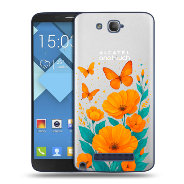Пластиковый чехол на Alcatel One Touch Hero с принтом цветы бабочки