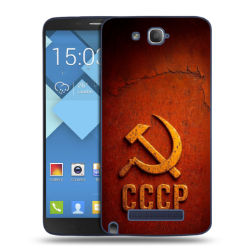 Пластиковый чехол на Alcatel One Touch Hero с принтом Флаг Герб СССР Пластиковый чехол на Alcatel One Touch Hero с принтом Флаг Герб СССР