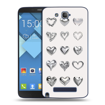 Пластиковый чехол на Alcatel One Touch Hero с принтом Y2K сердечки Пластиковый чехол на Alcatel One Touch Hero с принтом Y2K сердечки