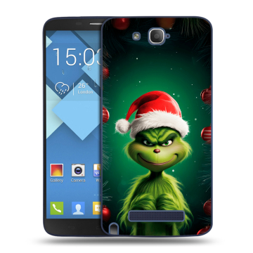 Пластиковый чехол на Alcatel One Touch Hero с принтом Гринч Новый год Рождество