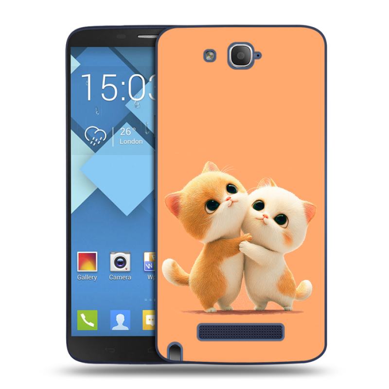 Пластиковый чехол на Alcatel One Touch Hero с принтом Милые котики Пластиковый чехол на Alcatel One Touch Hero с принтом Милые котики