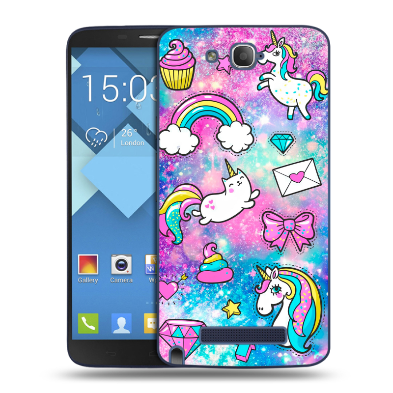 Пластиковый чехол на Alcatel One Touch Hero с принтом Единороги Пластиковый чехол на Alcatel One Touch Hero с принтом Единороги