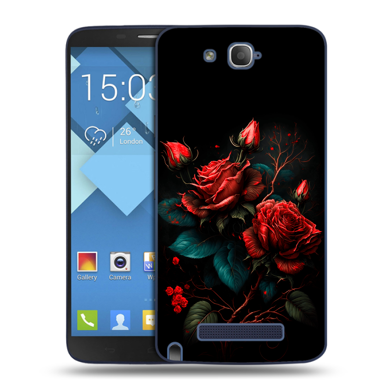 Пластиковый чехол на Alcatel One Touch Hero с принтом Розы красные Пластиковый чехол на Alcatel One Touch Hero с принтом Розы красные