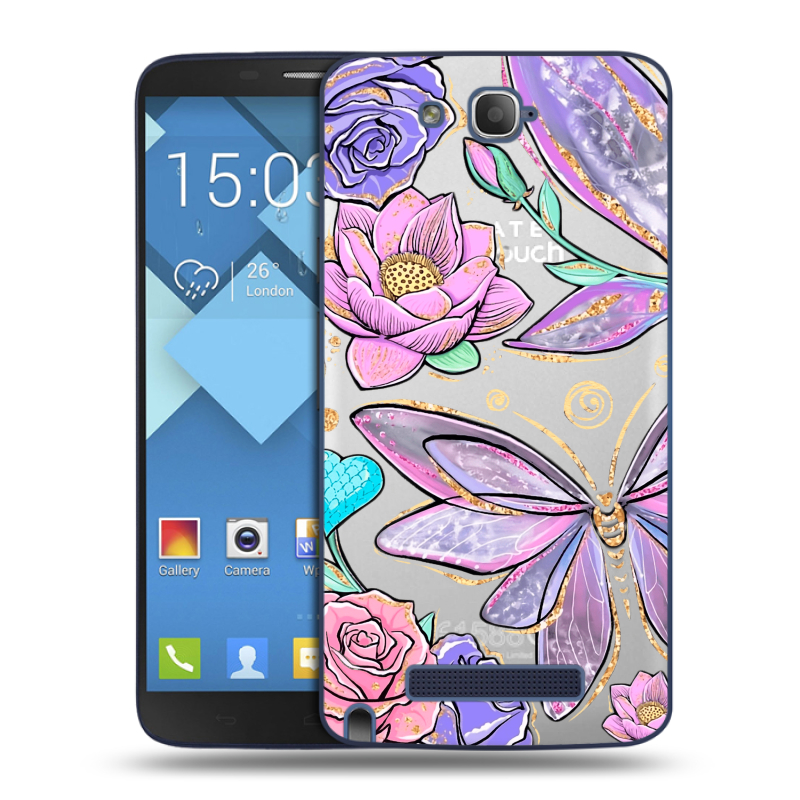 Пластиковый чехол на Alcatel One Touch Hero с принтом Бабочки и цветы Пластиковый чехол на Alcatel One Touch Hero с принтом Бабочки и цветы