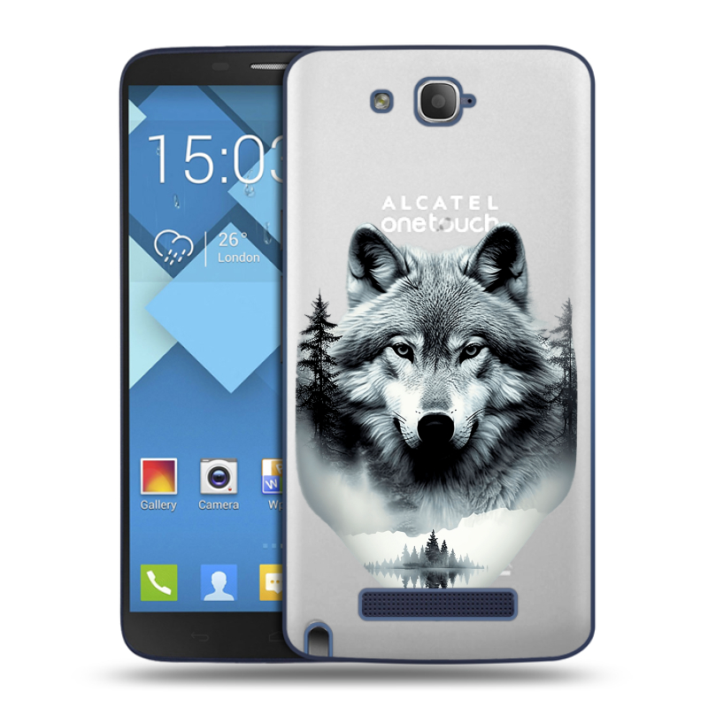 Пластиковый чехол на Alcatel One Touch Hero с принтом Волк в лесу Пластиковый чехол на Alcatel One Touch Hero с принтом Волк в лесу