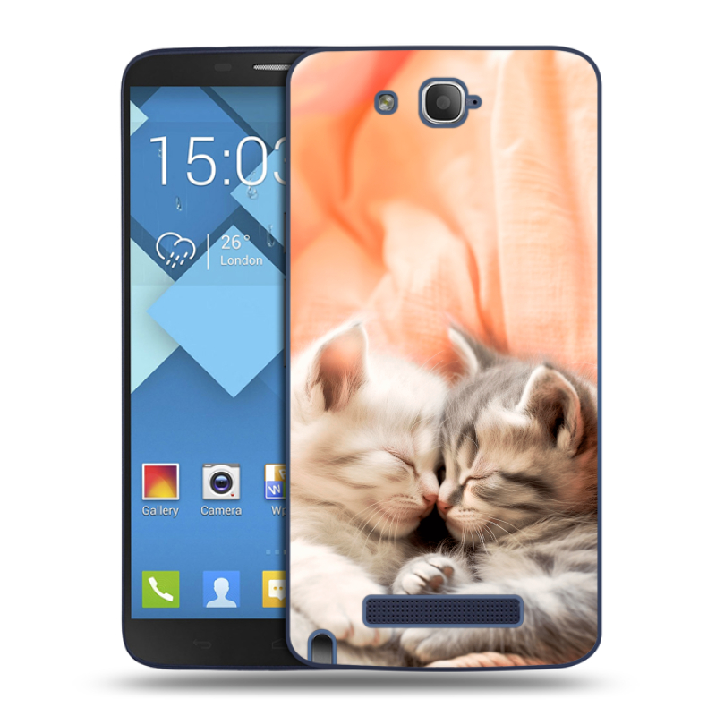 Пластиковый чехол на Alcatel One Touch Hero с принтом Котята Пластиковый чехол на Alcatel One Touch Hero с принтом Котята