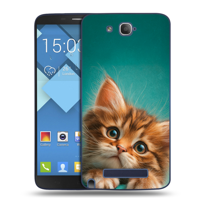 Пластиковый чехол на Alcatel One Touch Hero с принтом котенок Пластиковый чехол на Alcatel One Touch Hero с принтом котенок