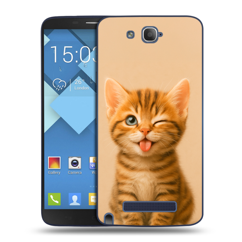 Пластиковый чехол на Alcatel One Touch Hero с принтом котенок Пластиковый чехол на Alcatel One Touch Hero с принтом котенок