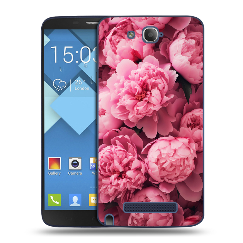 Пластиковый чехол на Alcatel One Touch Hero с принтом цветы пионы Пластиковый чехол на Alcatel One Touch Hero с принтом цветы пионы