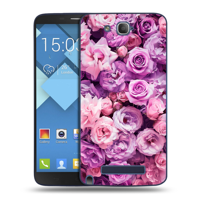 Пластиковый чехол на Alcatel One Touch Hero с принтом лавандовые розы Пластиковый чехол на Alcatel One Touch Hero с принтом лавандовые розы