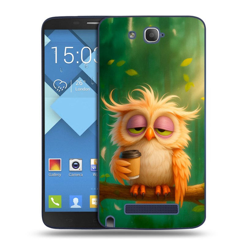 Пластиковый чехол на Alcatel One Touch Hero с принтом сова Пластиковый чехол на Alcatel One Touch Hero с принтом сова