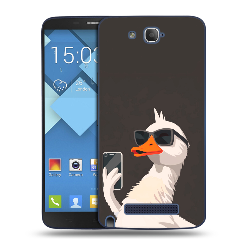 Пластиковый чехол на Alcatel One Touch Hero с принтом утка в очках Пластиковый чехол на Alcatel One Touch Hero с принтом утка в очках