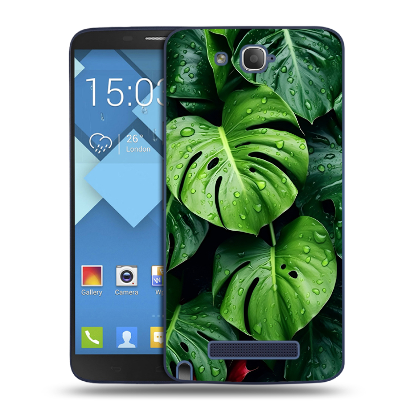 Пластиковый чехол на Alcatel One Touch Hero с принтом Листья Пластиковый чехол на Alcatel One Touch Hero с принтом Листья