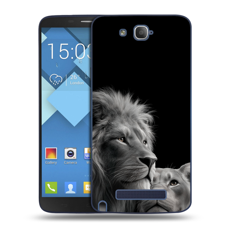 Пластиковый чехол на Alcatel One Touch Hero с принтом Лев кошки Пластиковый чехол на Alcatel One Touch Hero с принтом Лев кошки