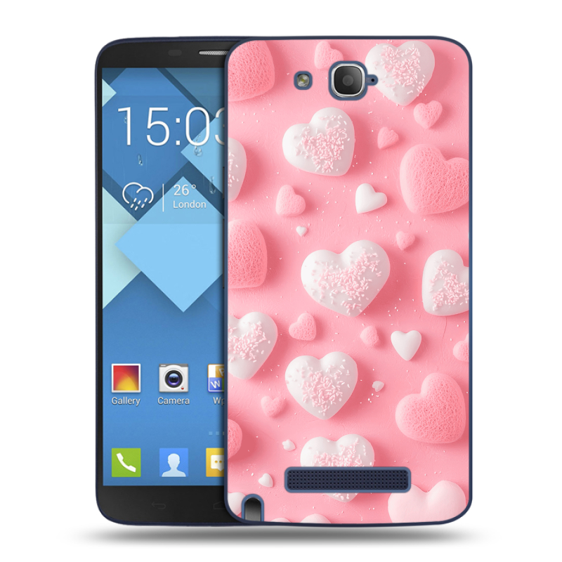 Пластиковый чехол на Alcatel One Touch Hero с принтом Сердечки Пластиковый чехол на Alcatel One Touch Hero с принтом Сердечки