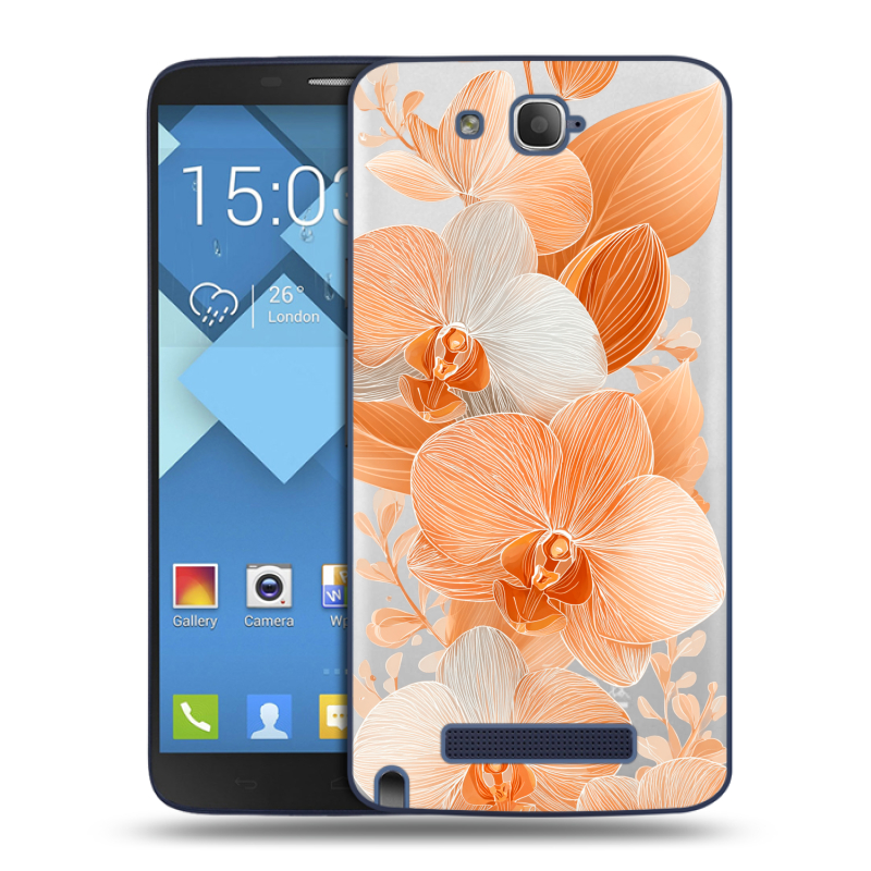 Пластиковый чехол на Alcatel One Touch Hero с принтом Бежевые цветы Пластиковый чехол на Alcatel One Touch Hero с принтом Бежевые цветы