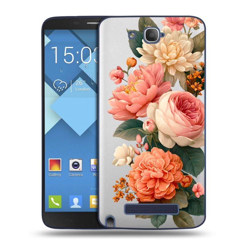 Пластиковый чехол на Alcatel One Touch Hero с принтом цветы Пластиковый чехол на Alcatel One Touch Hero с принтом цветы