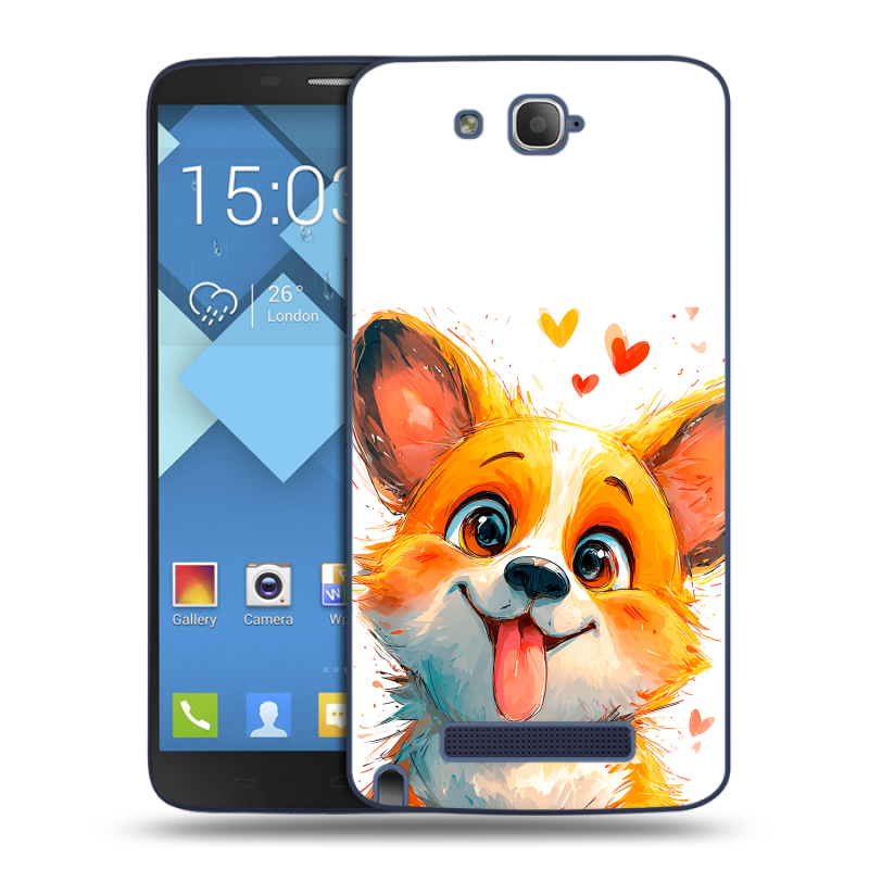 Пластиковый чехол на Alcatel One Touch Hero с принтом корги Пластиковый чехол на Alcatel One Touch Hero с принтом корги