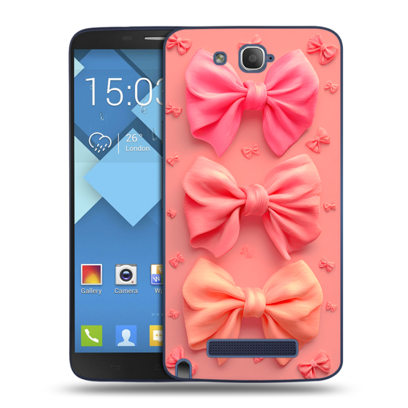 Пластиковый чехол на Alcatel One Touch Hero с принтом Розовые бантики Пластиковый чехол на Alcatel One Touch Hero с принтом Розовые бантики